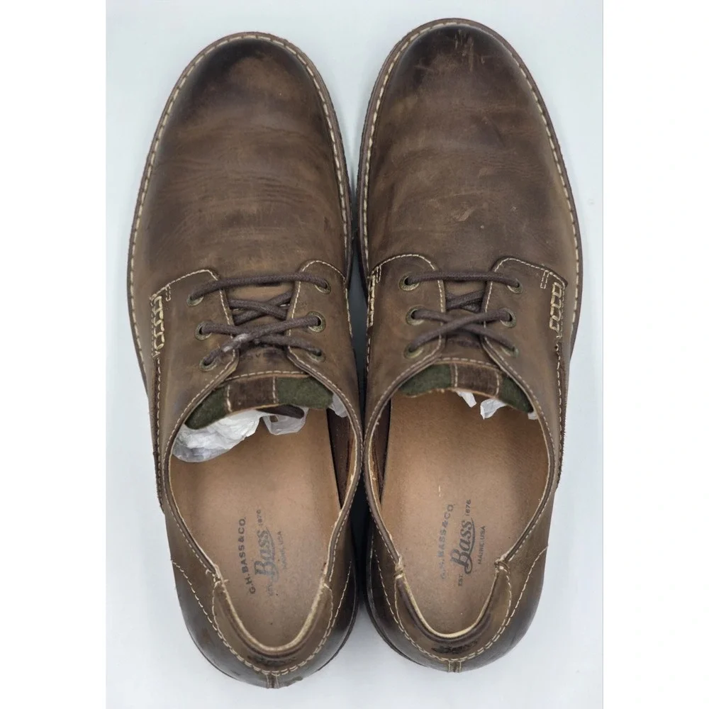 G.H. Bass Brewer Leather Shoes Mens 10.5M Brown Casual Loafers 4181